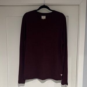 Guess Men's Deep Burgundy Long Sleeve Tee